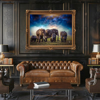 Majestic Elephants on African Savanna Animal Poster PosterGoat