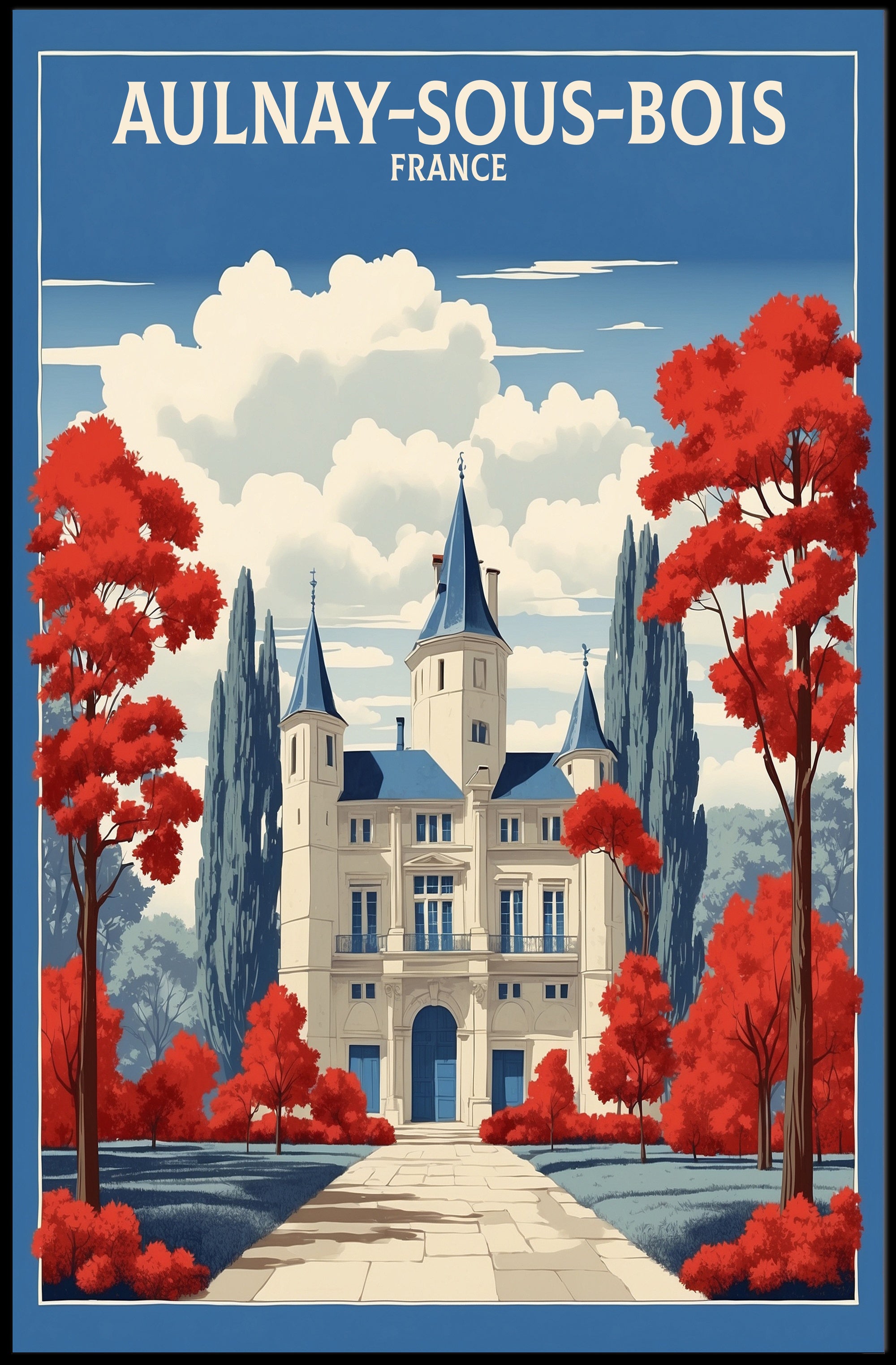 Majestic French Chateau Travel Poster PosterGoat