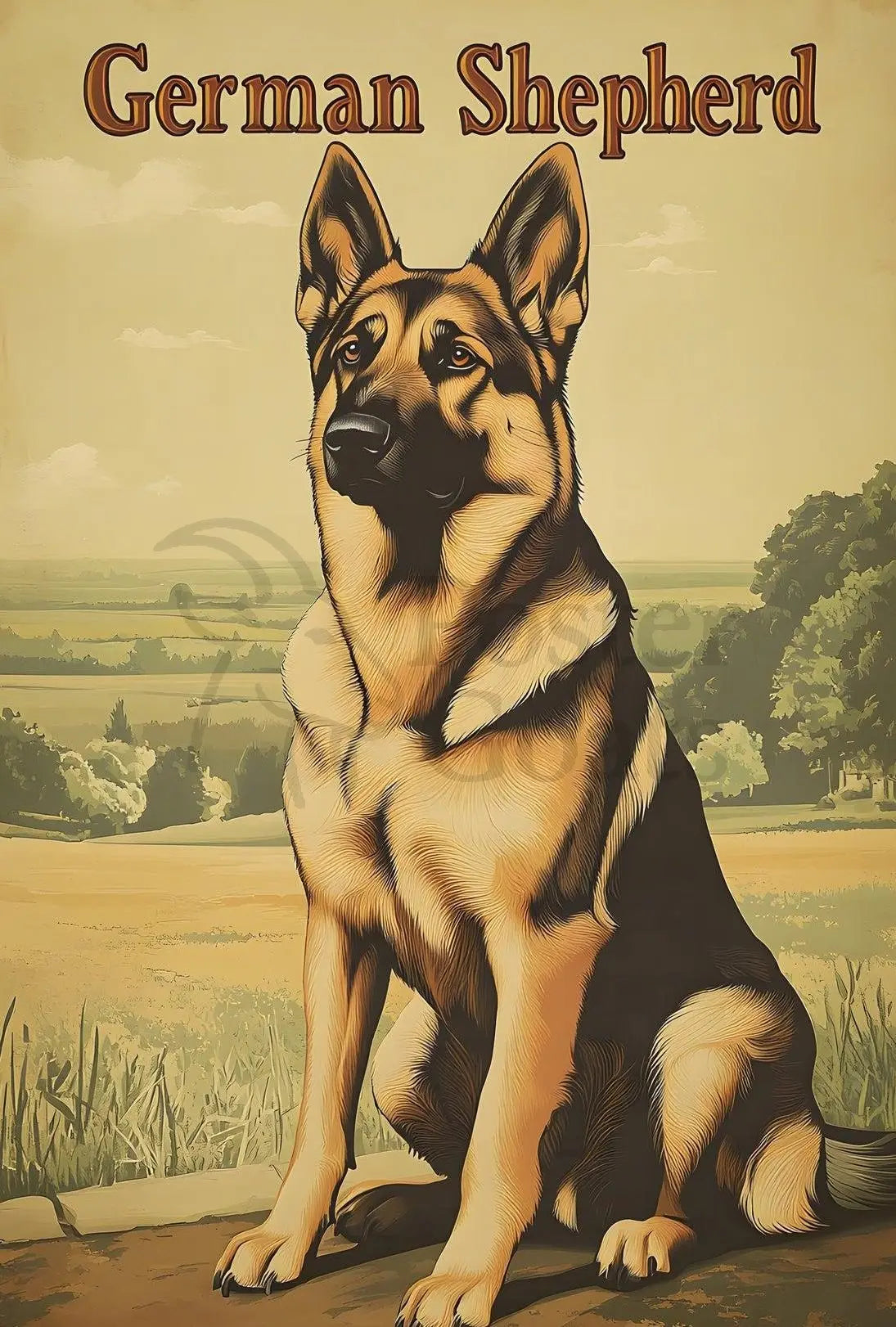 Majestic German Shepherd Vintage Dog Breed Poster PosterGoat
