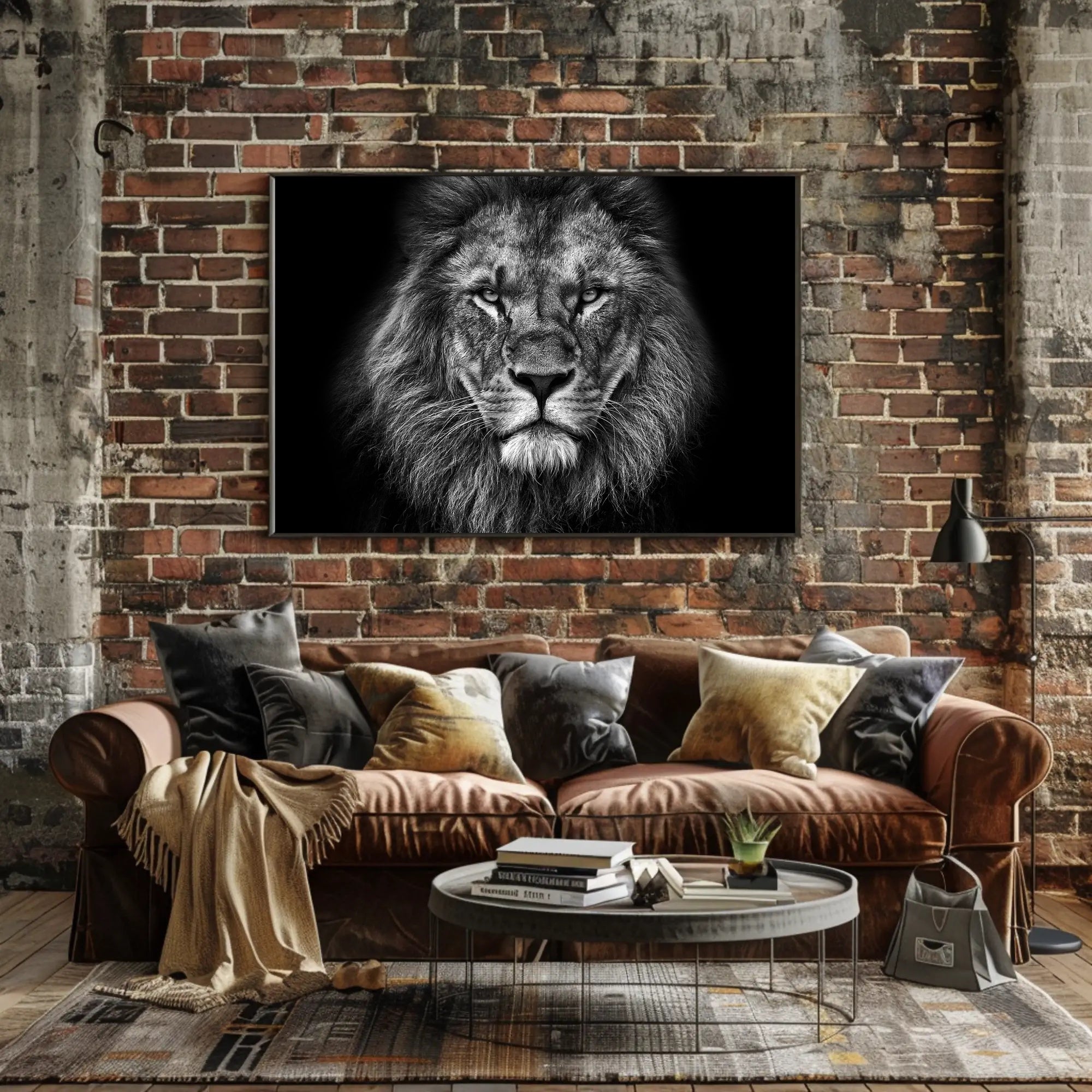 Majestic Lion Gaze Strength and Majesty Animal Poster PosterGoat