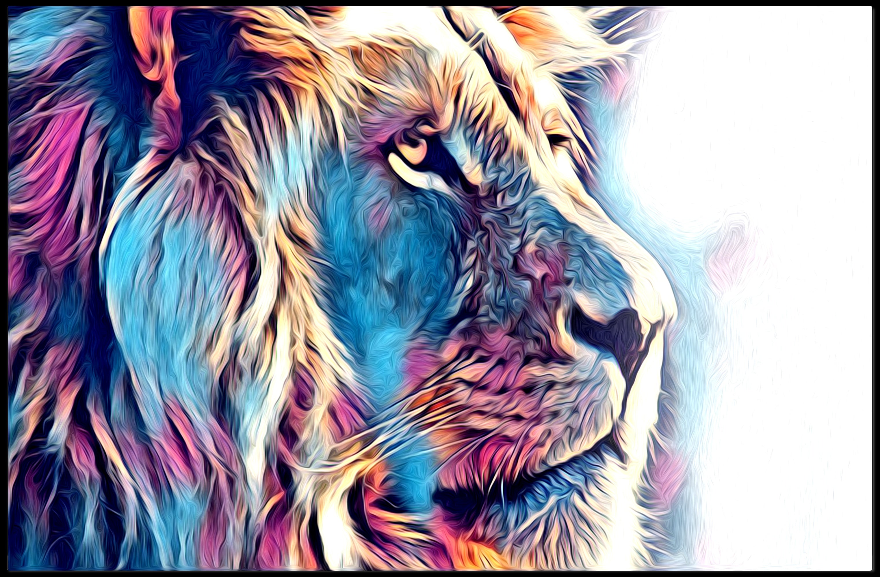Majestic Lion Portrait Canvas: Abstract, Artistic Poster PosterGoat