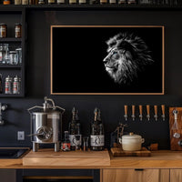 Majestic Lion Profile with Striking Blue Eyes Animal Poster PosterGoat