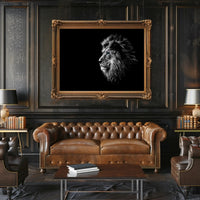 Majestic Lion Profile with Striking Blue Eyes Animal Poster PosterGoat