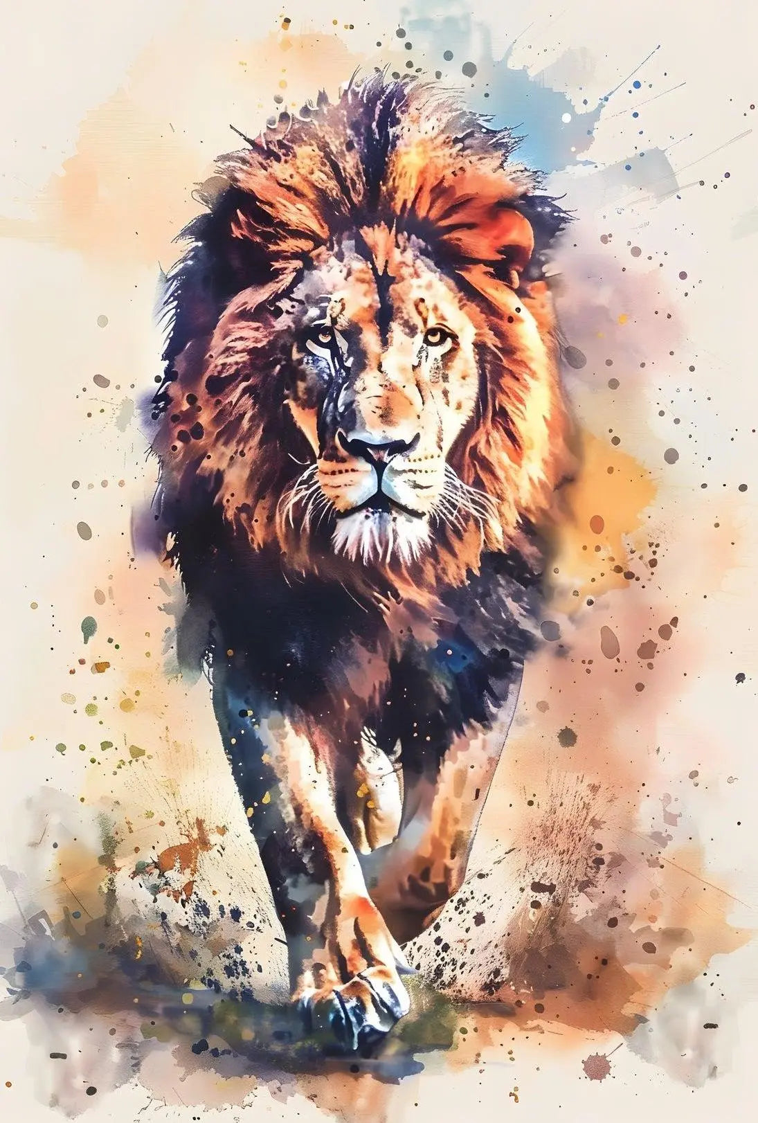 Majestic Lion Watercolor Art Animal Poster PosterGoat