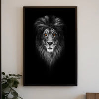 Majestic Lion with Orange Eyes Animal Poster PosterGoat