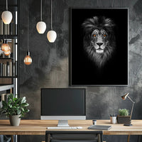 Majestic Lion with Orange Eyes Animal Poster PosterGoat