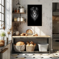 Majestic Lion with Orange Eyes Animal Poster PosterGoat