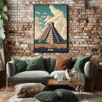 Majestic Mesoamerican Pyramid Retro Cultural or Heritage Poster PosterGoat