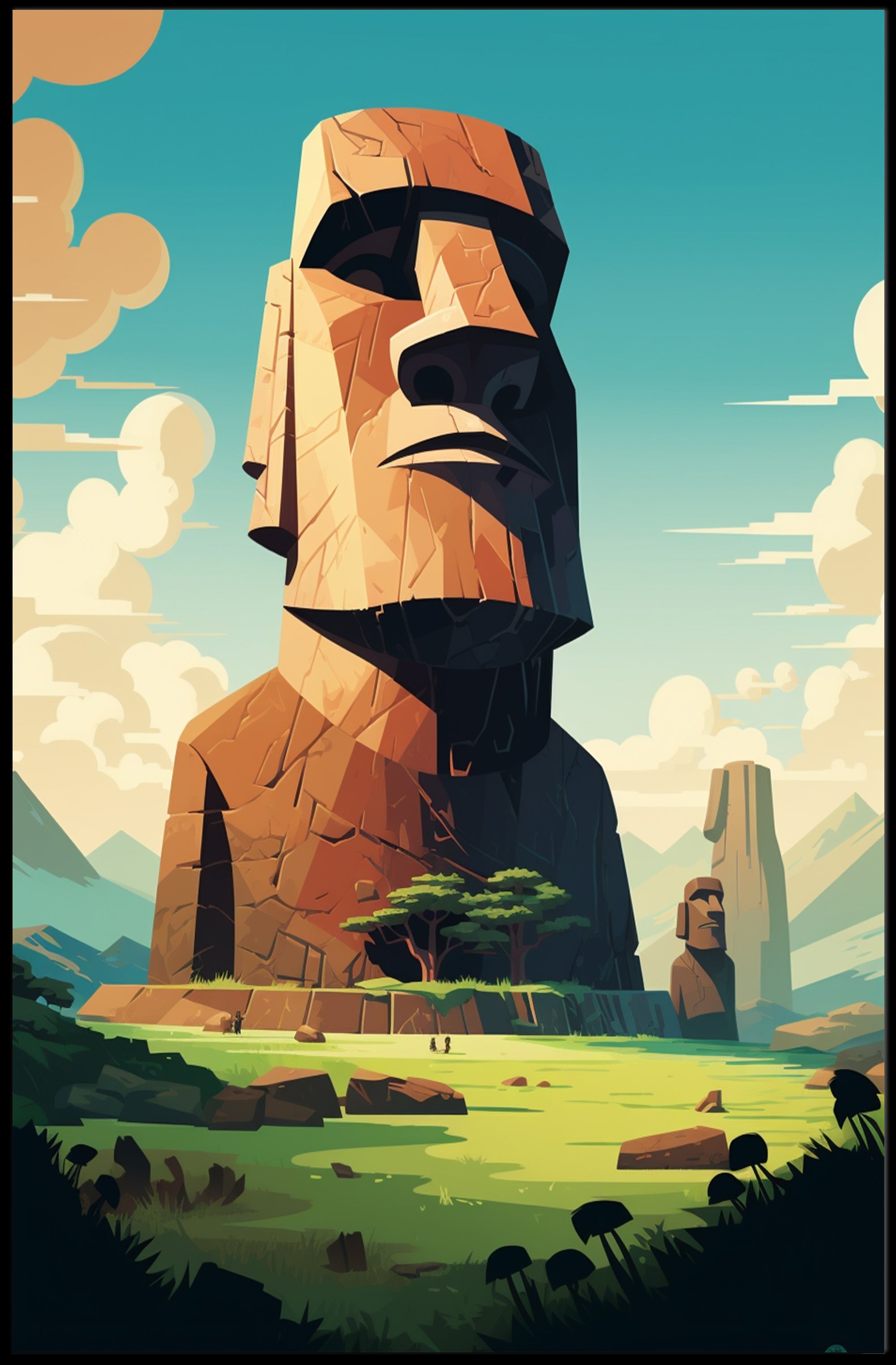 Majestic Moai Statues Easter Island Cultural Heritage Poster PosterGoat