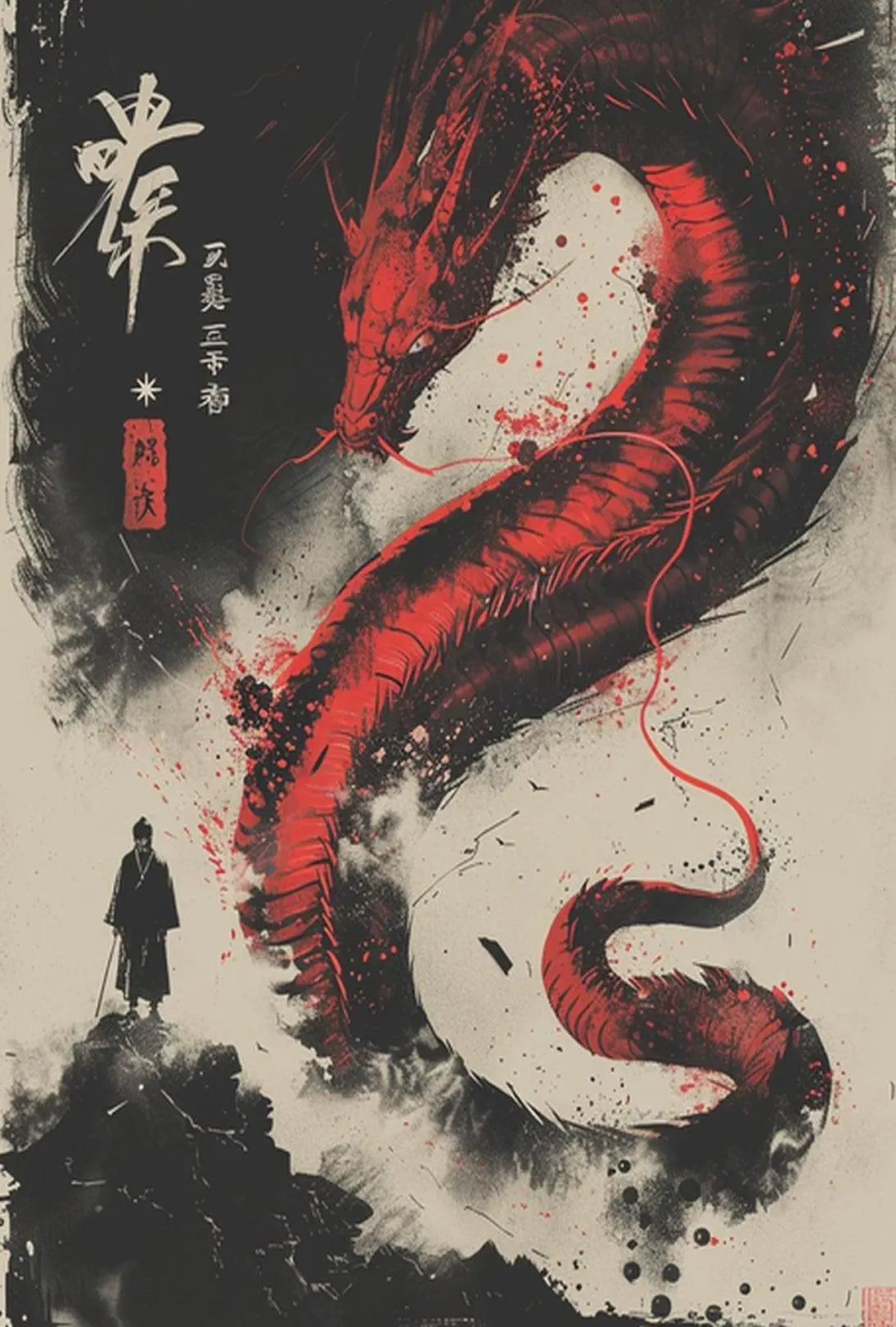 Majestic Red Dragon Guardian Cultural or Heritage Poster PosterGoat