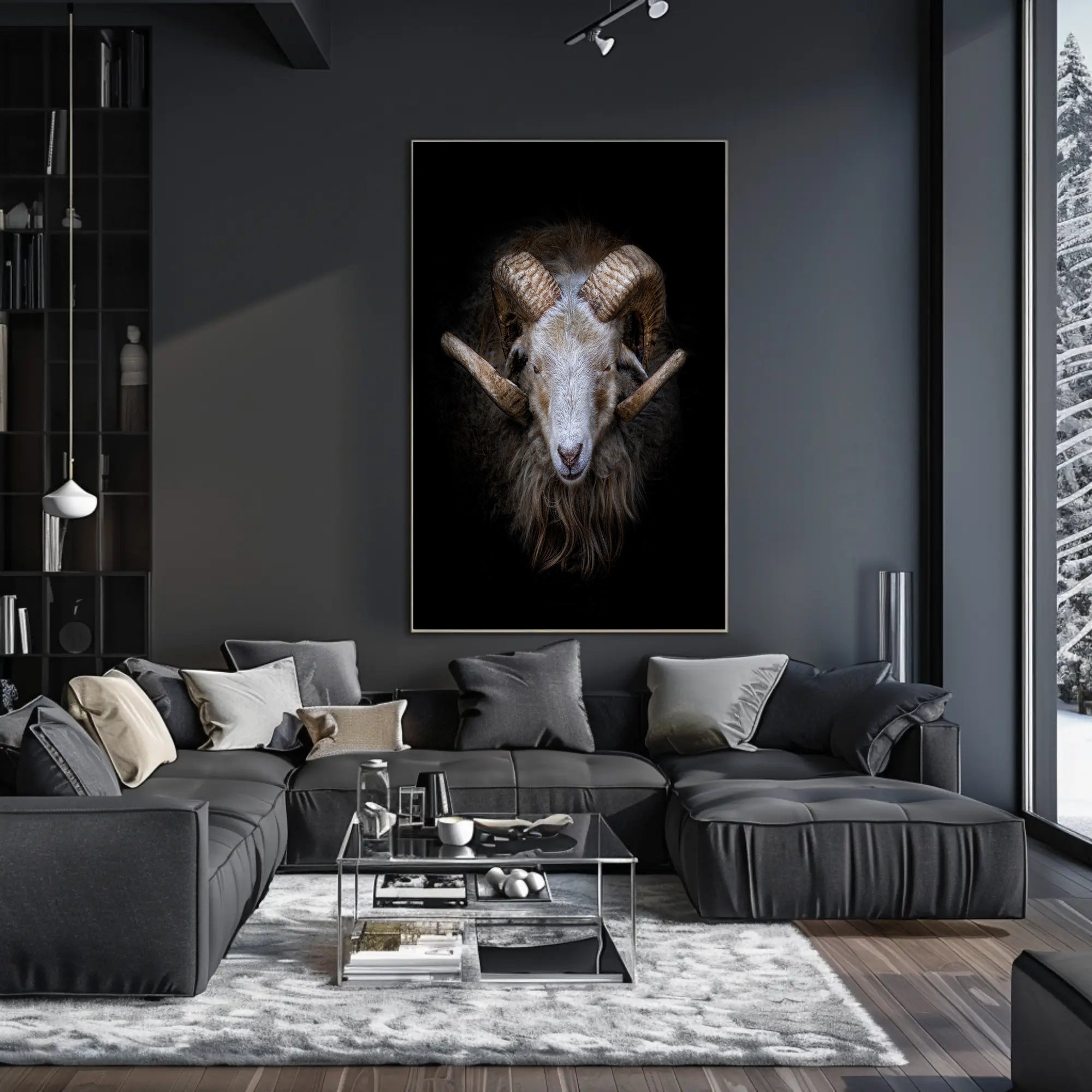 Majestic Sheep with Curved Horns Animal Poster PosterGoat