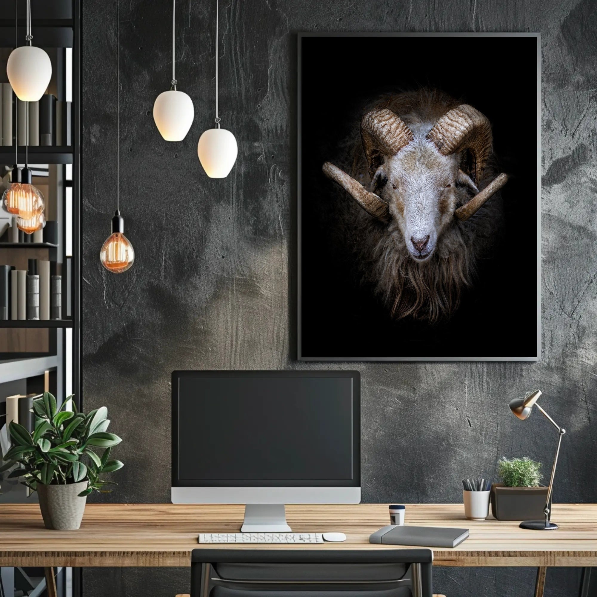 Majestic Sheep with Curved Horns Animal Poster PosterGoat
