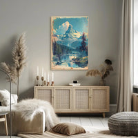 Majestic Snow-Capped Mountain Tranquil Scenic Travel Poster PosterGoat