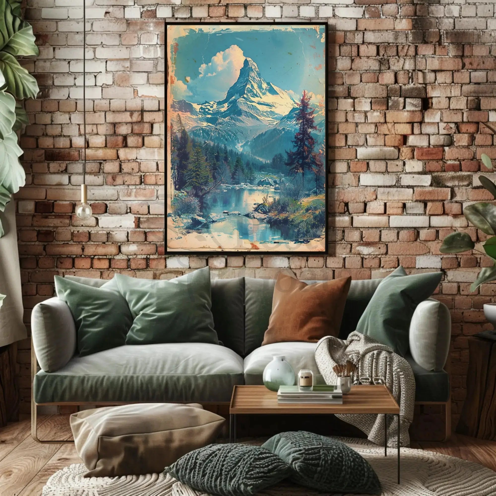 Majestic Snow-Capped Mountain Tranquil Scenic Travel Poster PosterGoat