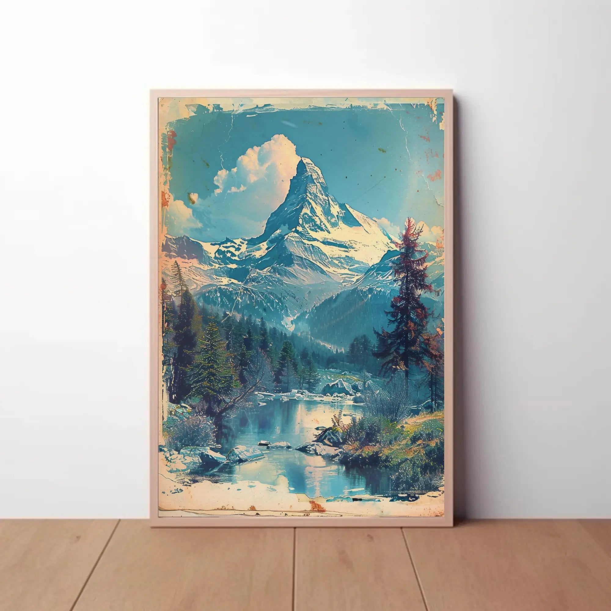 Majestic Snow-Capped Mountain Tranquil Scenic Travel Poster PosterGoat