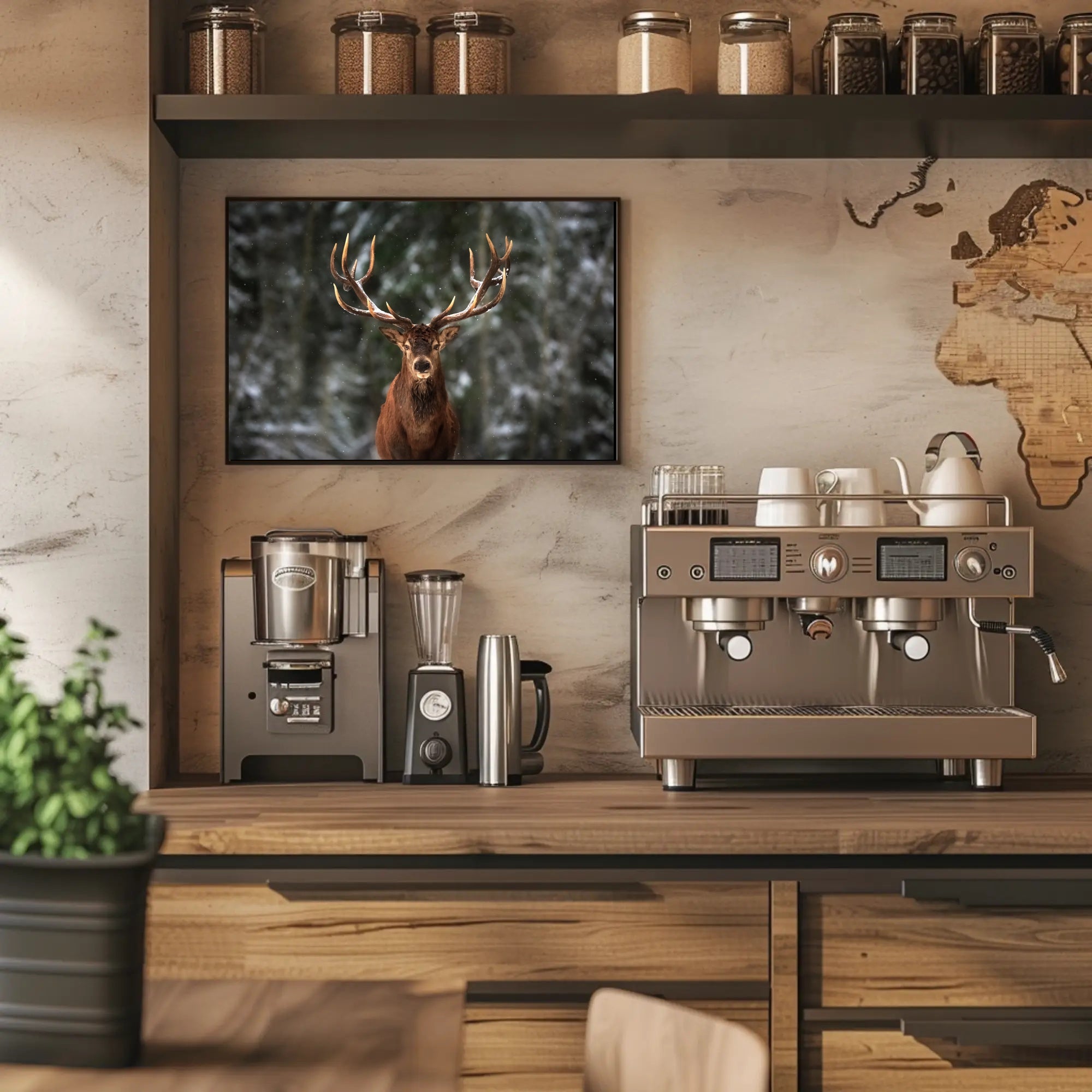 Majestic Snowy Forest Deer Animal Poster PosterGoat