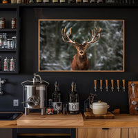 Majestic Snowy Forest Deer Animal Poster PosterGoat