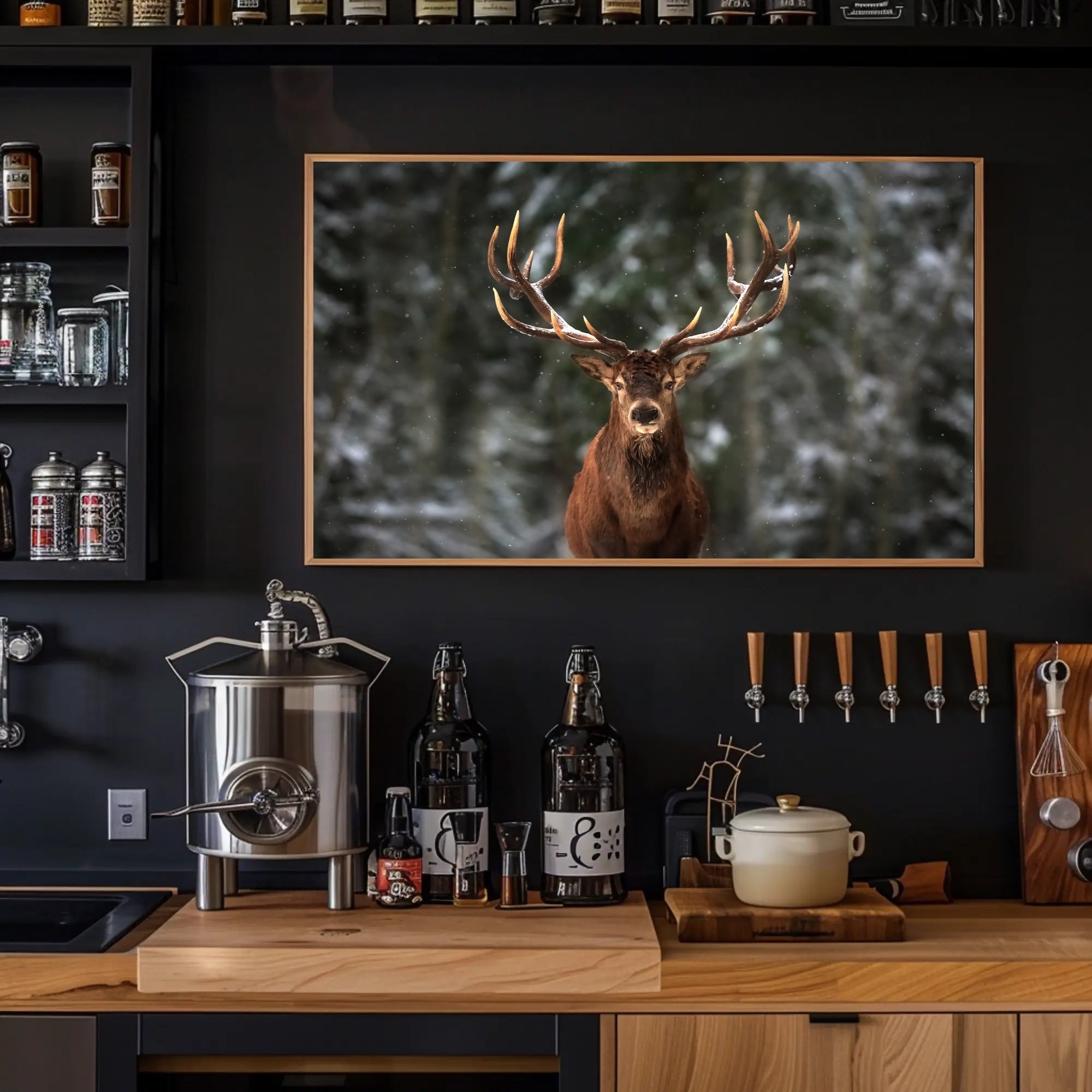 Majestic Snowy Forest Deer Animal Poster PosterGoat