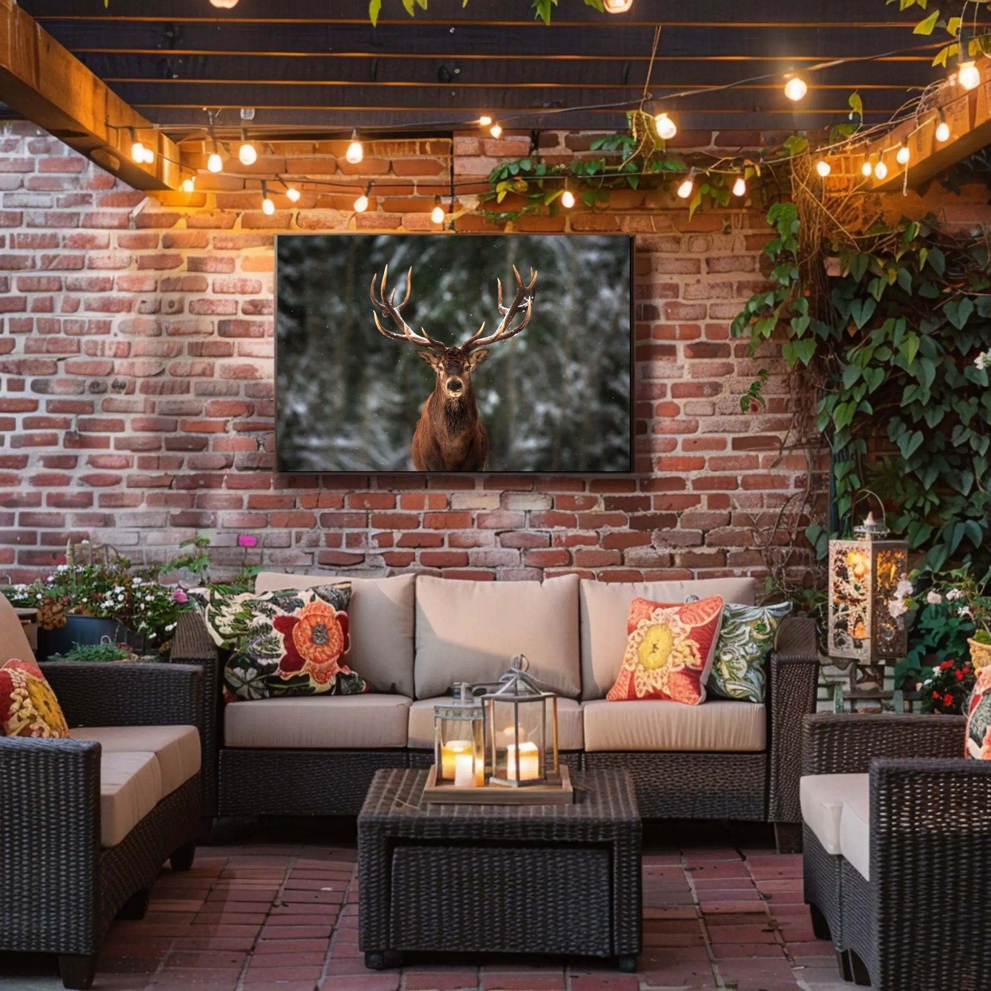 Majestic Snowy Forest Deer Animal Poster PosterGoat