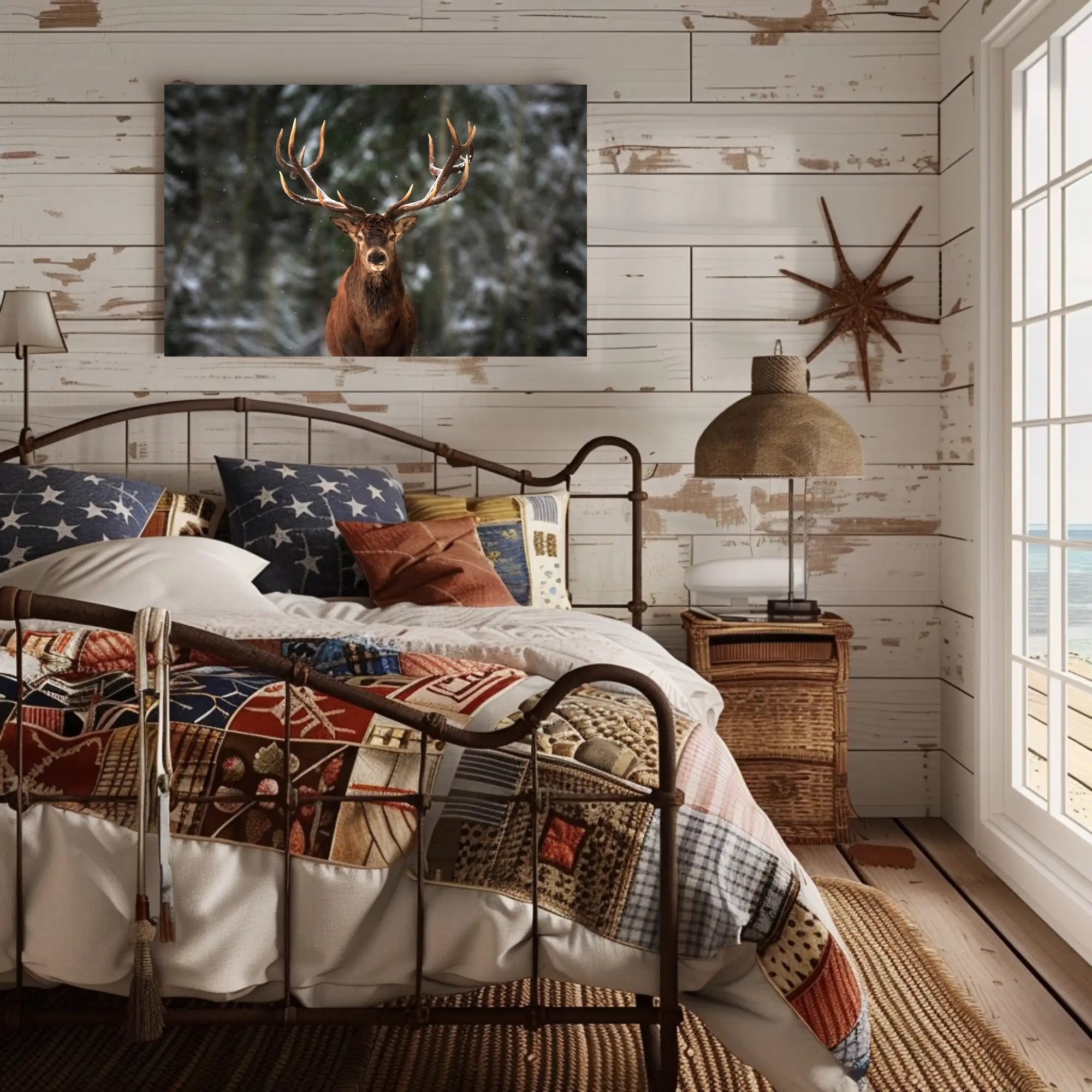 Majestic Snowy Forest Deer Animal Poster PosterGoat