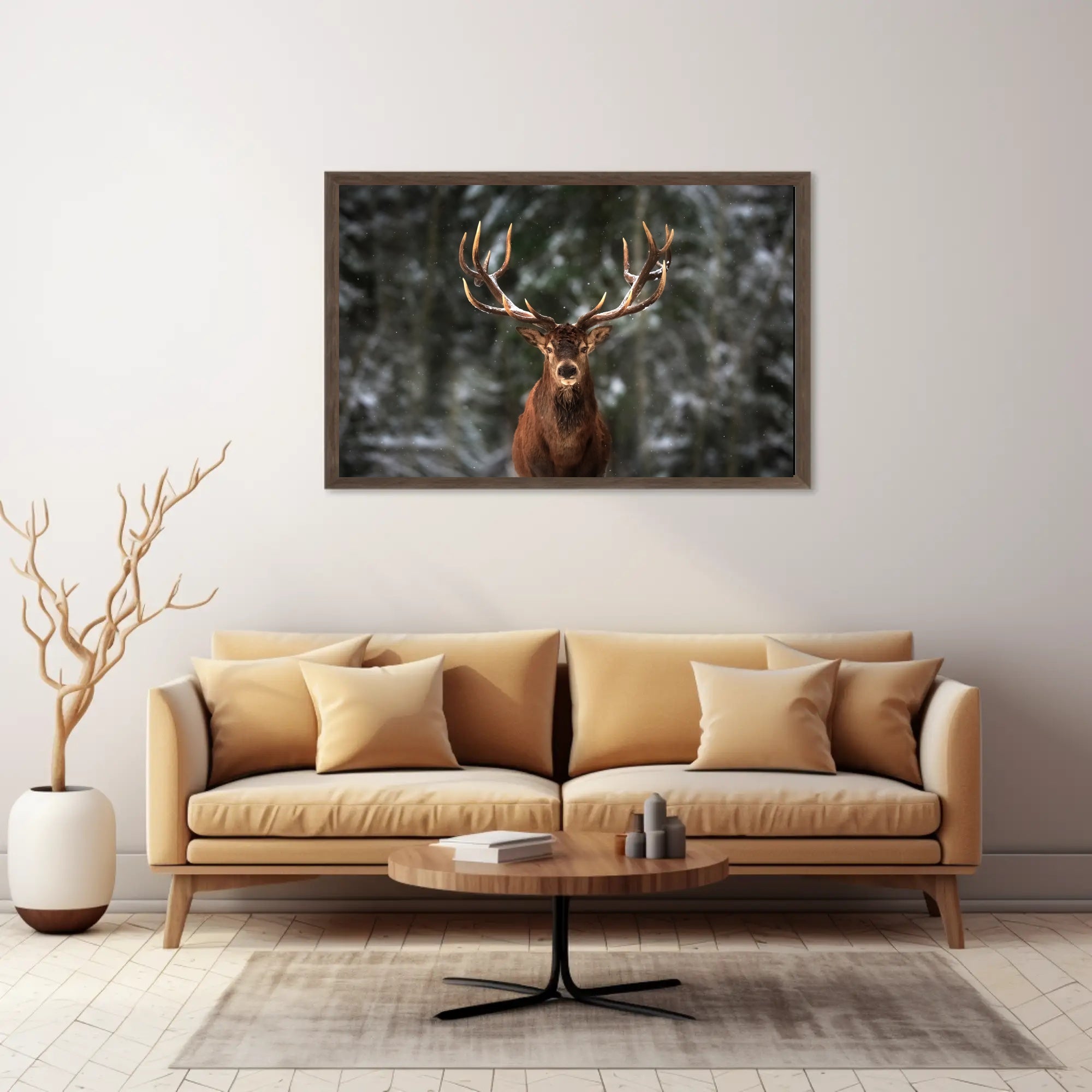 Majestic Snowy Forest Deer Animal Poster PosterGoat