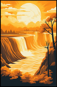 Majestic Waterfall at Sunset National Park Poster PosterGoat