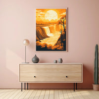 Majestic Waterfall at Sunset National Park Poster PosterGoat