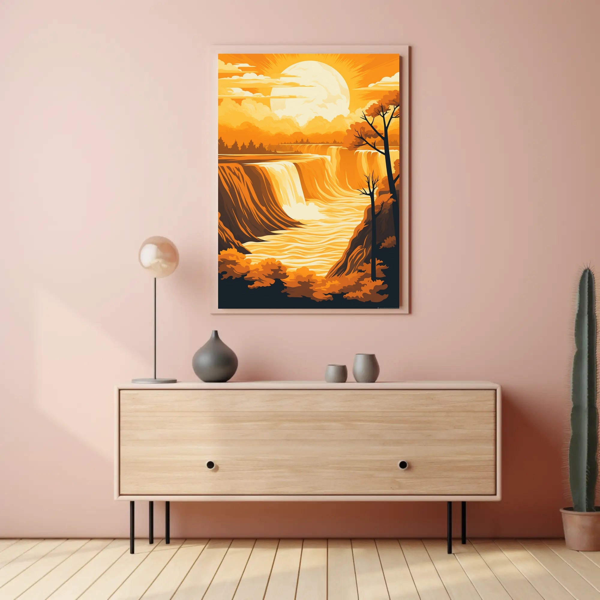 Majestic Waterfall at Sunset National Park Poster PosterGoat