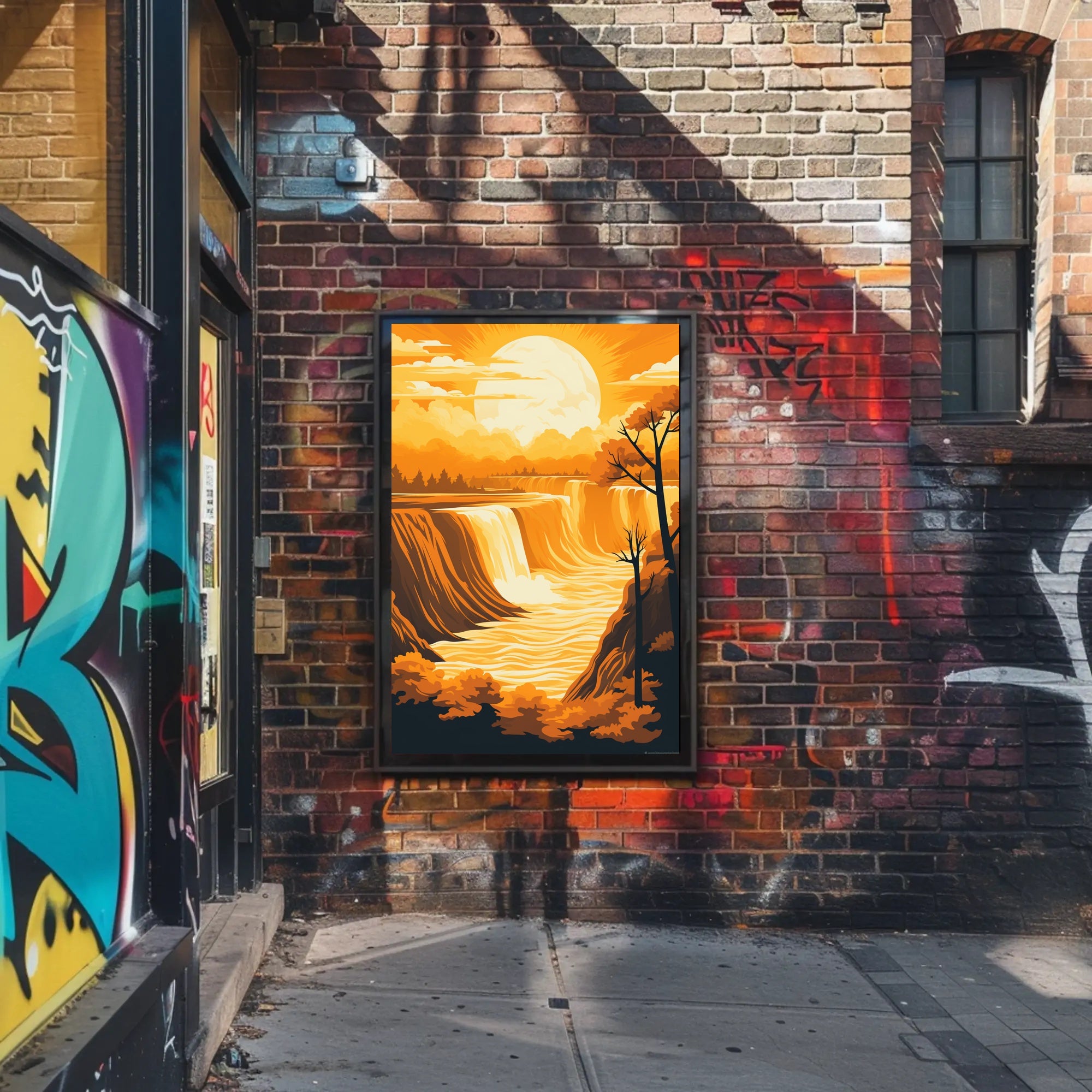 Majestic Waterfall at Sunset National Park Poster PosterGoat