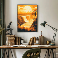 Majestic Waterfall at Sunset National Park Poster PosterGoat