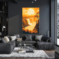 Majestic Waterfall at Sunset National Park Poster PosterGoat
