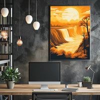 Majestic Waterfall at Sunset National Park Poster PosterGoat