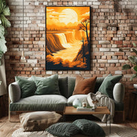 Majestic Waterfall at Sunset National Park Poster PosterGoat