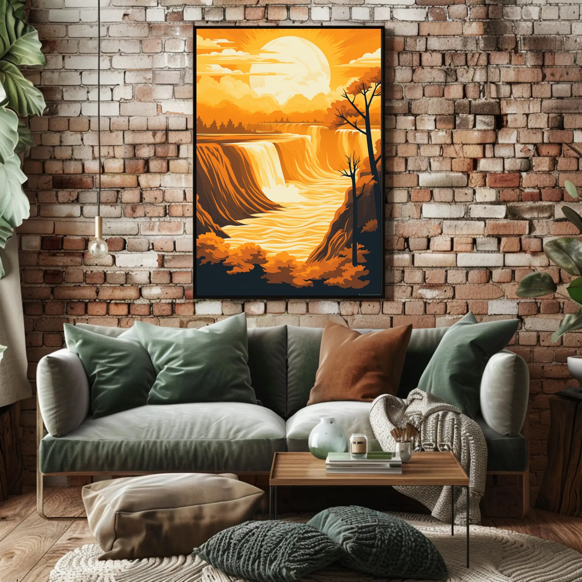 Majestic Waterfall at Sunset National Park Poster PosterGoat