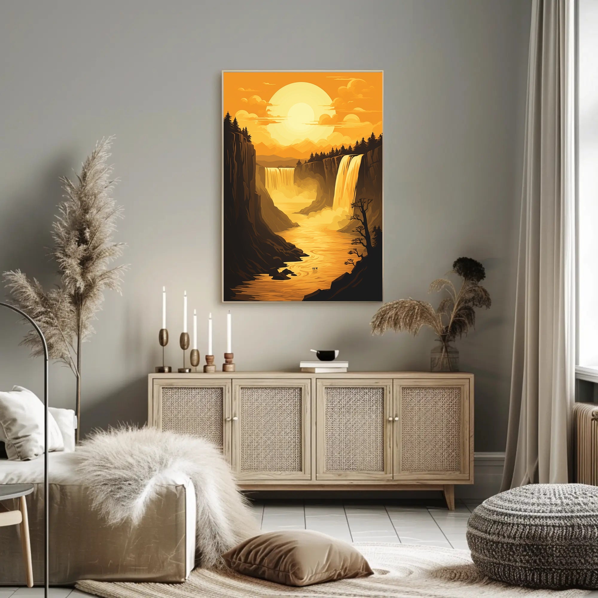 Majestic Waterfalls in Serene Canyon National Park Poster PosterGoat