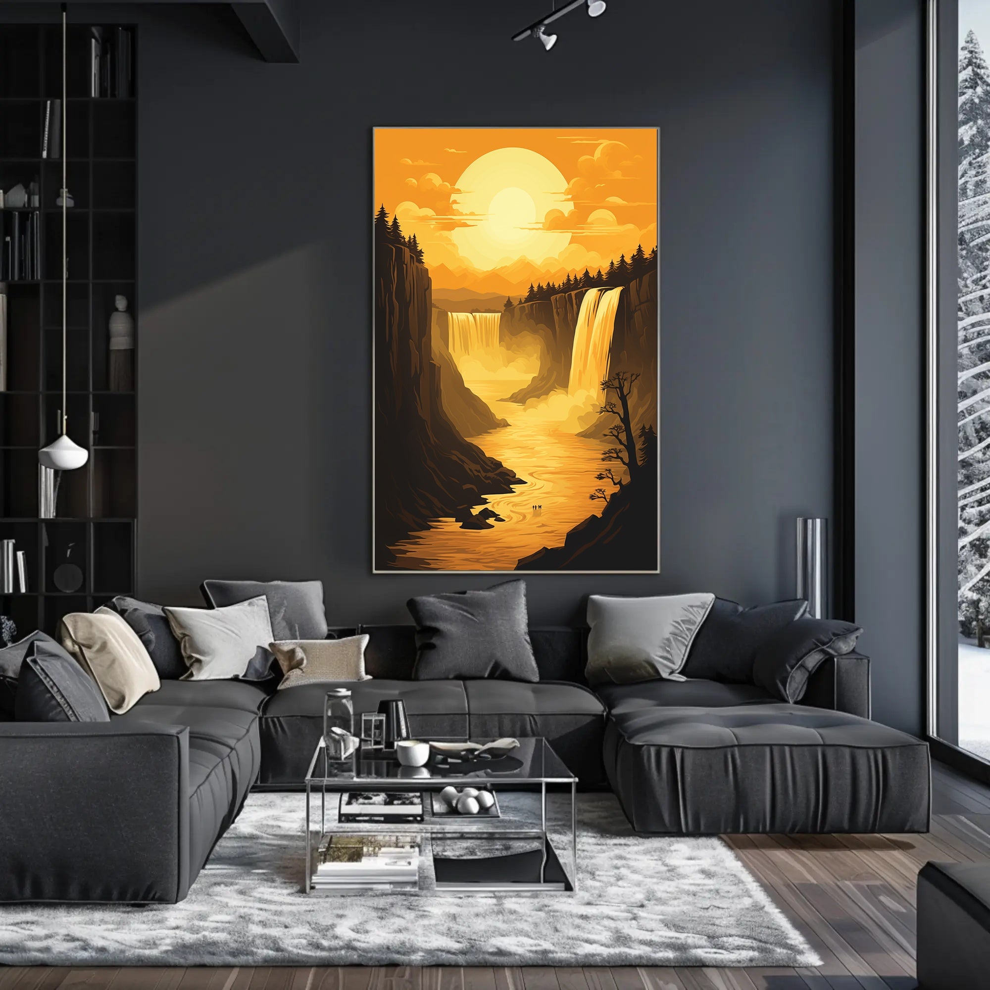 Majestic Waterfalls in Serene Canyon National Park Poster PosterGoat