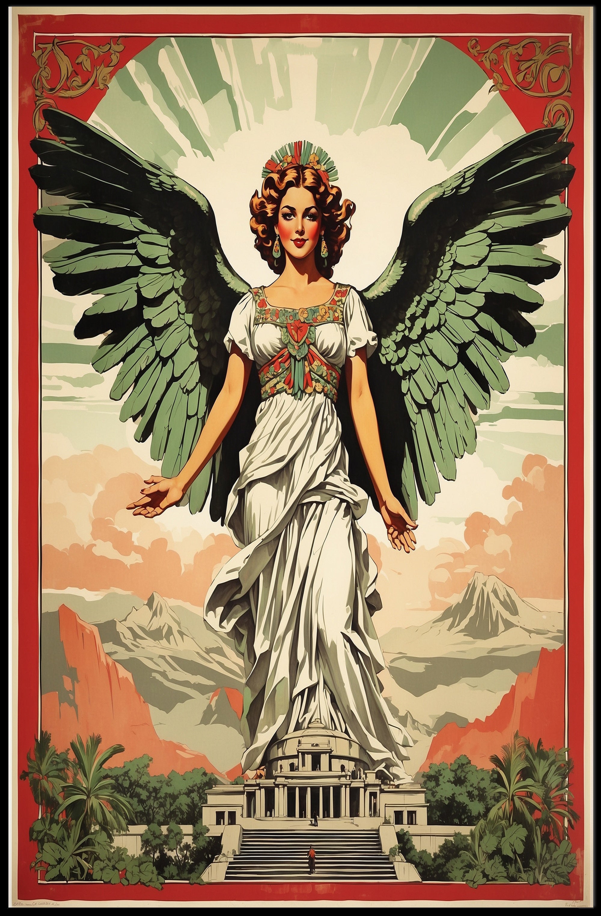 Majestic Woman with Angelic Wings Fantasy Mythology Poster PosterGoat