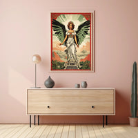 Majestic Woman with Angelic Wings Fantasy Mythology Poster PosterGoat