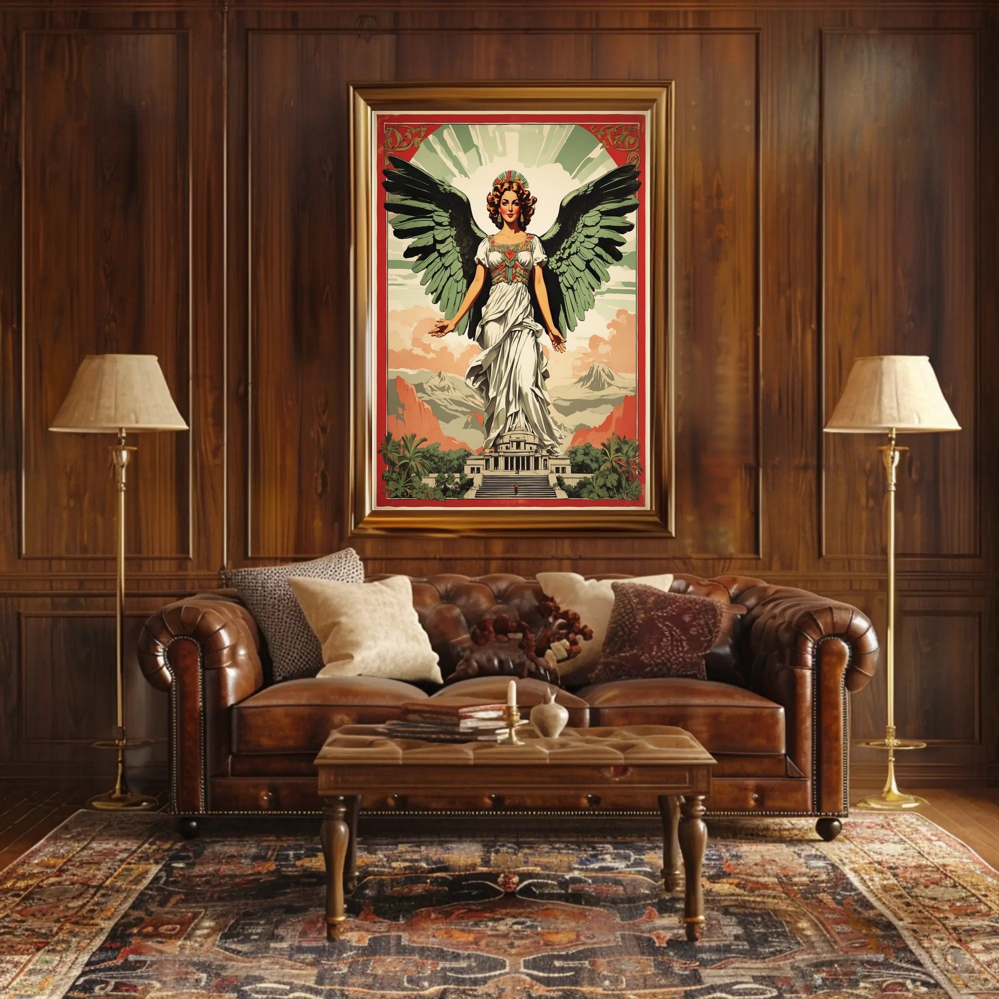 Majestic Woman with Angelic Wings Fantasy Mythology Poster PosterGoat