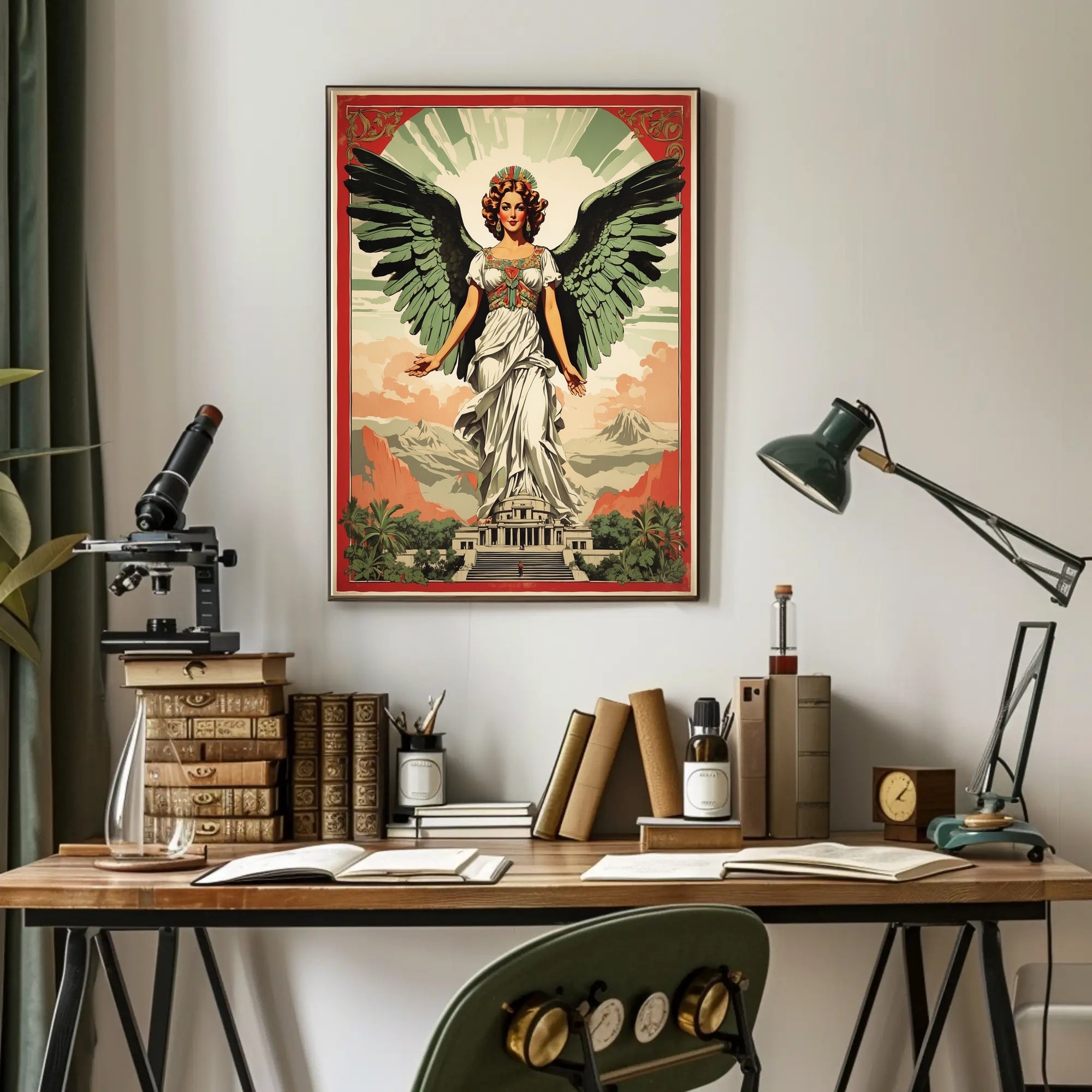 Majestic Woman with Angelic Wings Fantasy Mythology Poster PosterGoat