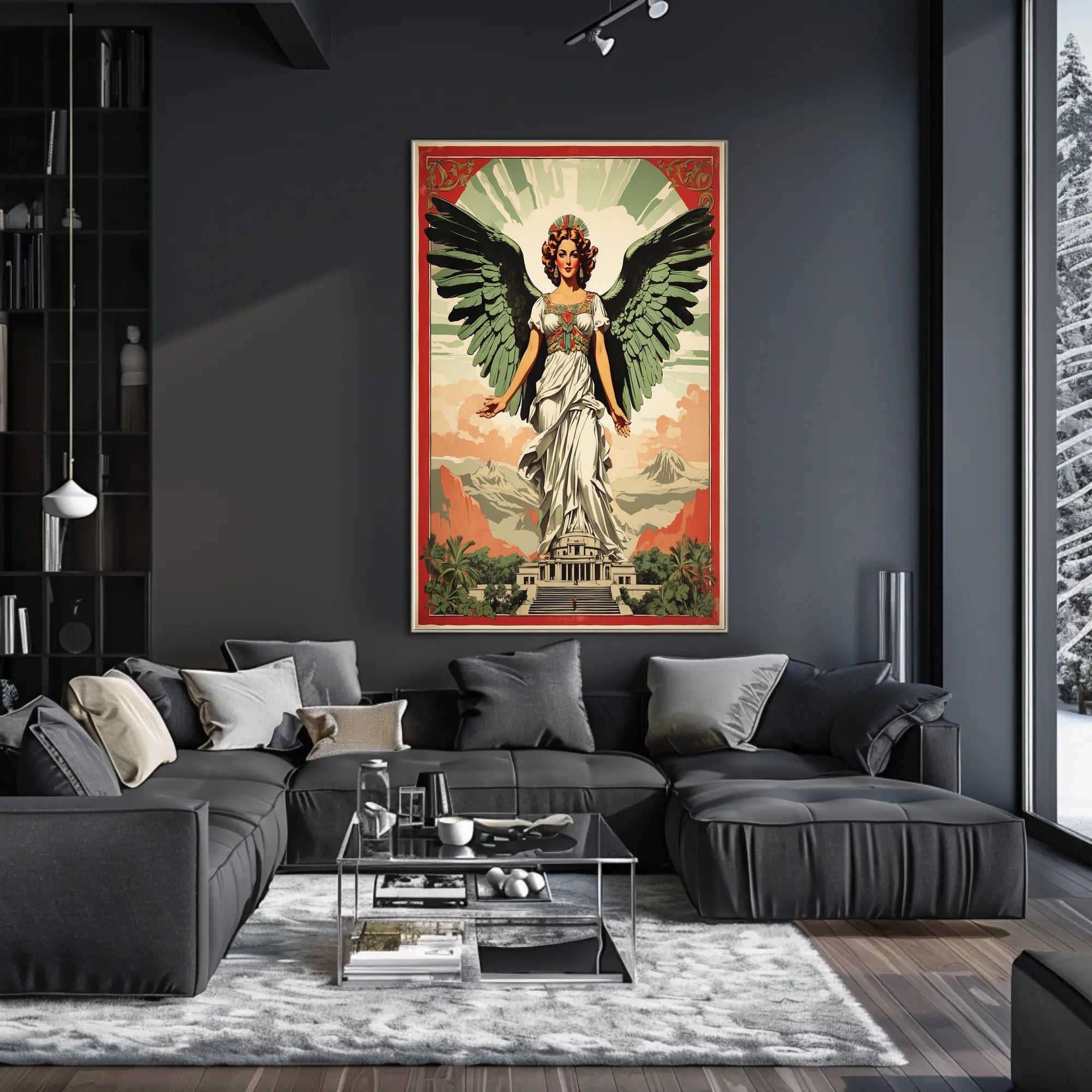 Majestic Woman with Angelic Wings Fantasy Mythology Poster PosterGoat