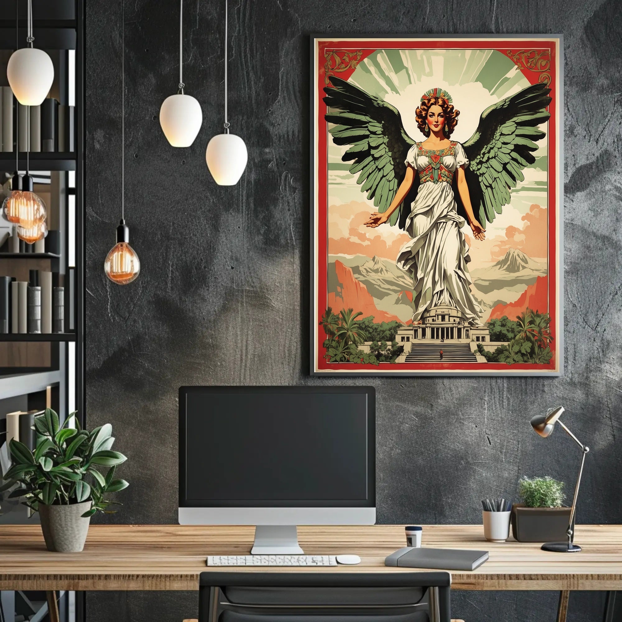 Majestic Woman with Angelic Wings Fantasy Mythology Poster PosterGoat