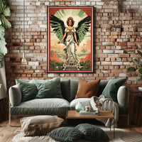 Majestic Woman with Angelic Wings Fantasy Mythology Poster PosterGoat