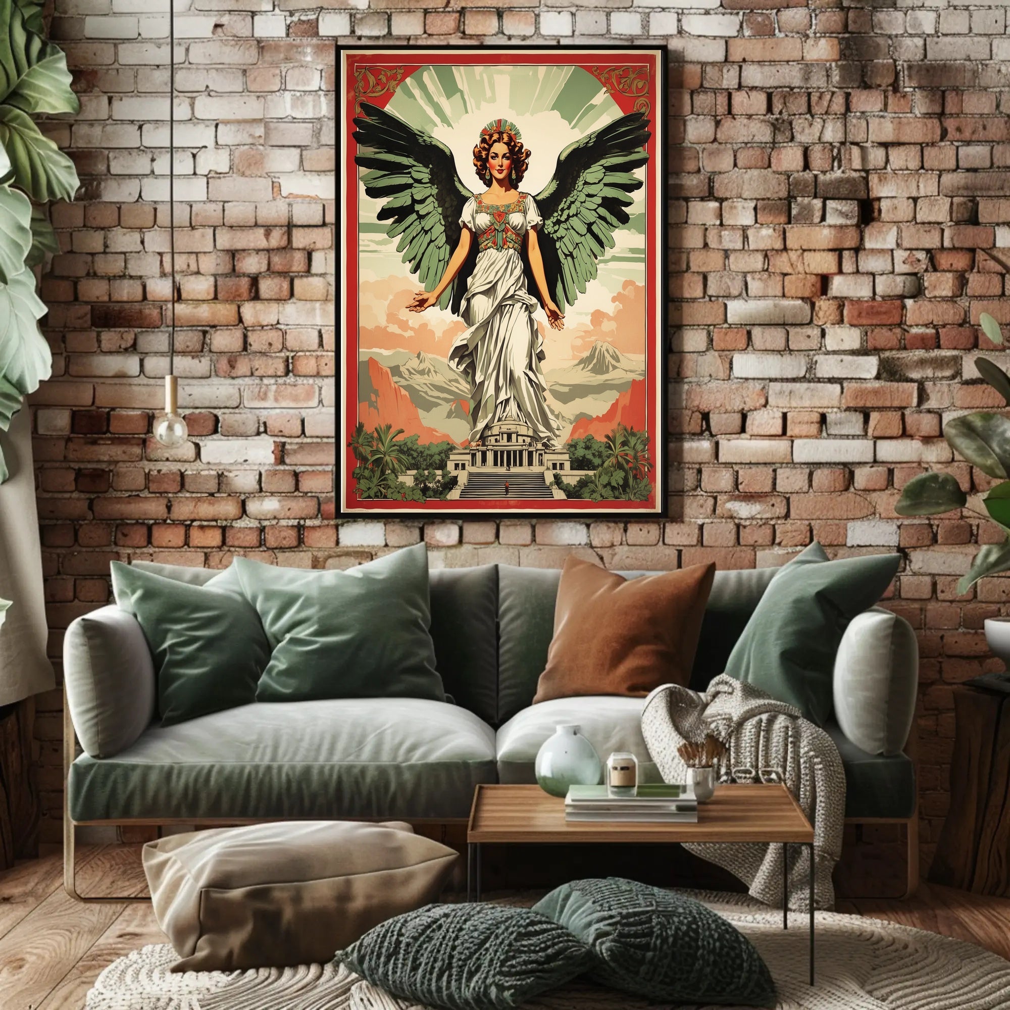 Majestic Woman with Angelic Wings Fantasy Mythology Poster PosterGoat