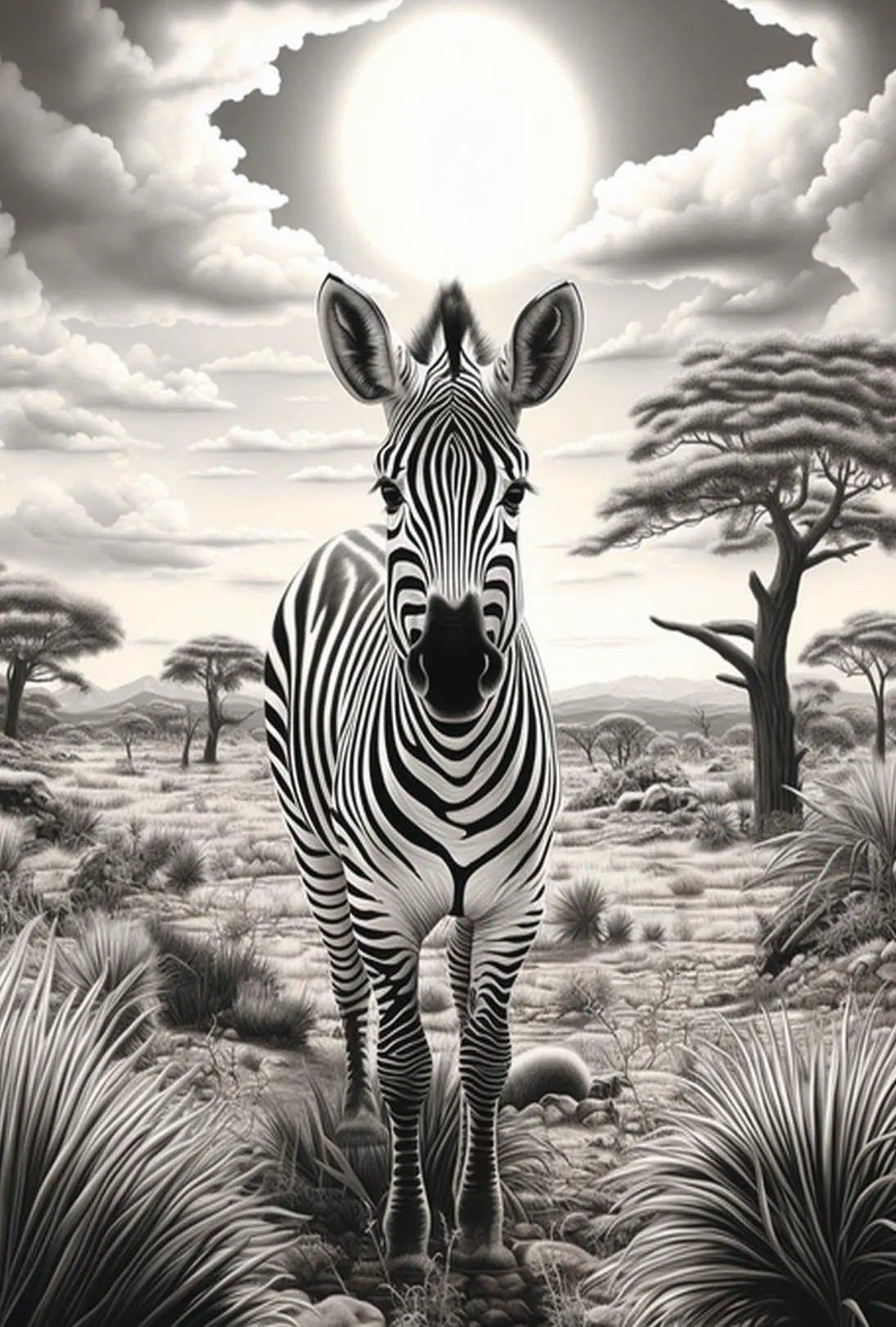 Majestic Zebra Savanna Scene Animal Poster PosterGoat