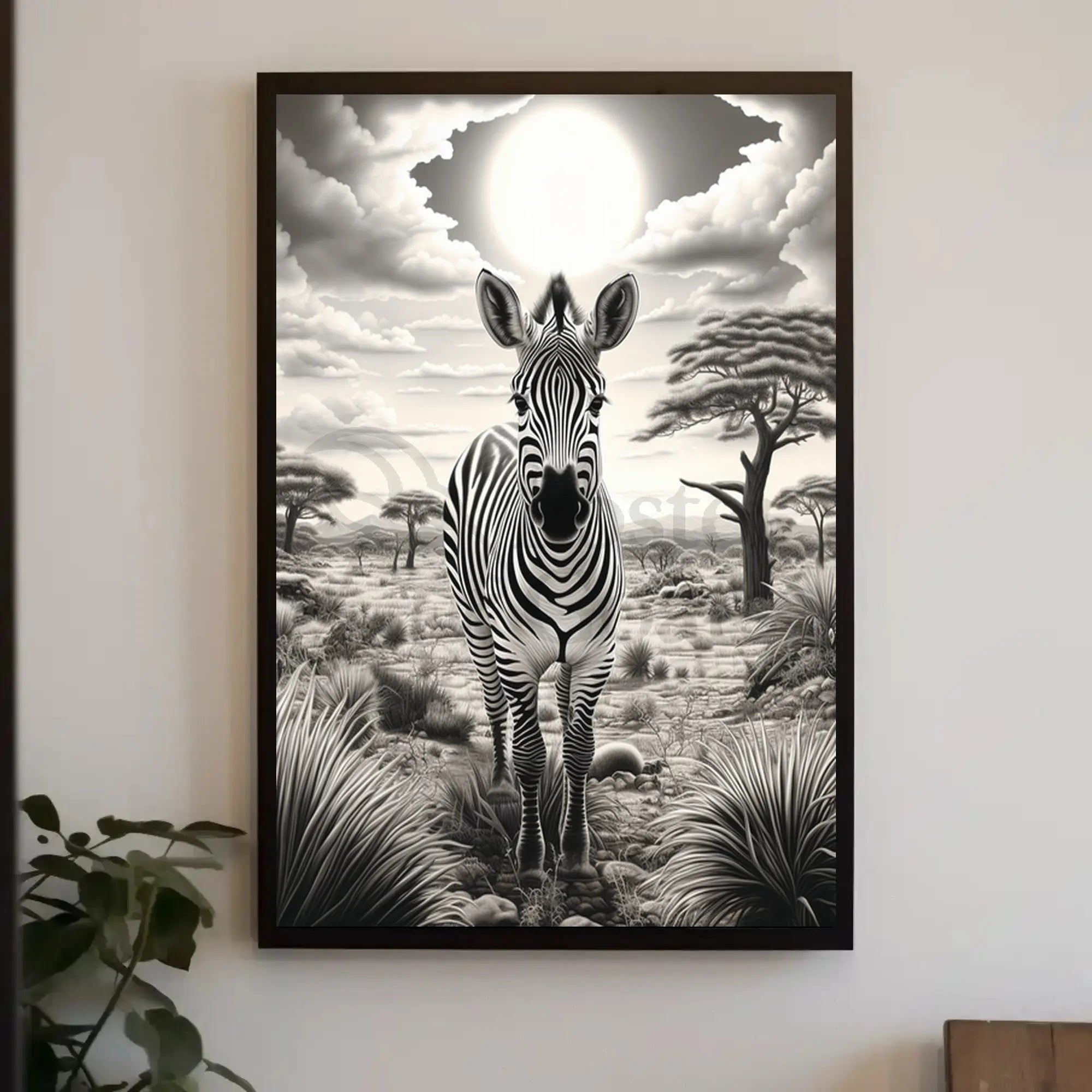 Majestic Zebra Savanna Scene Animal Poster PosterGoat
