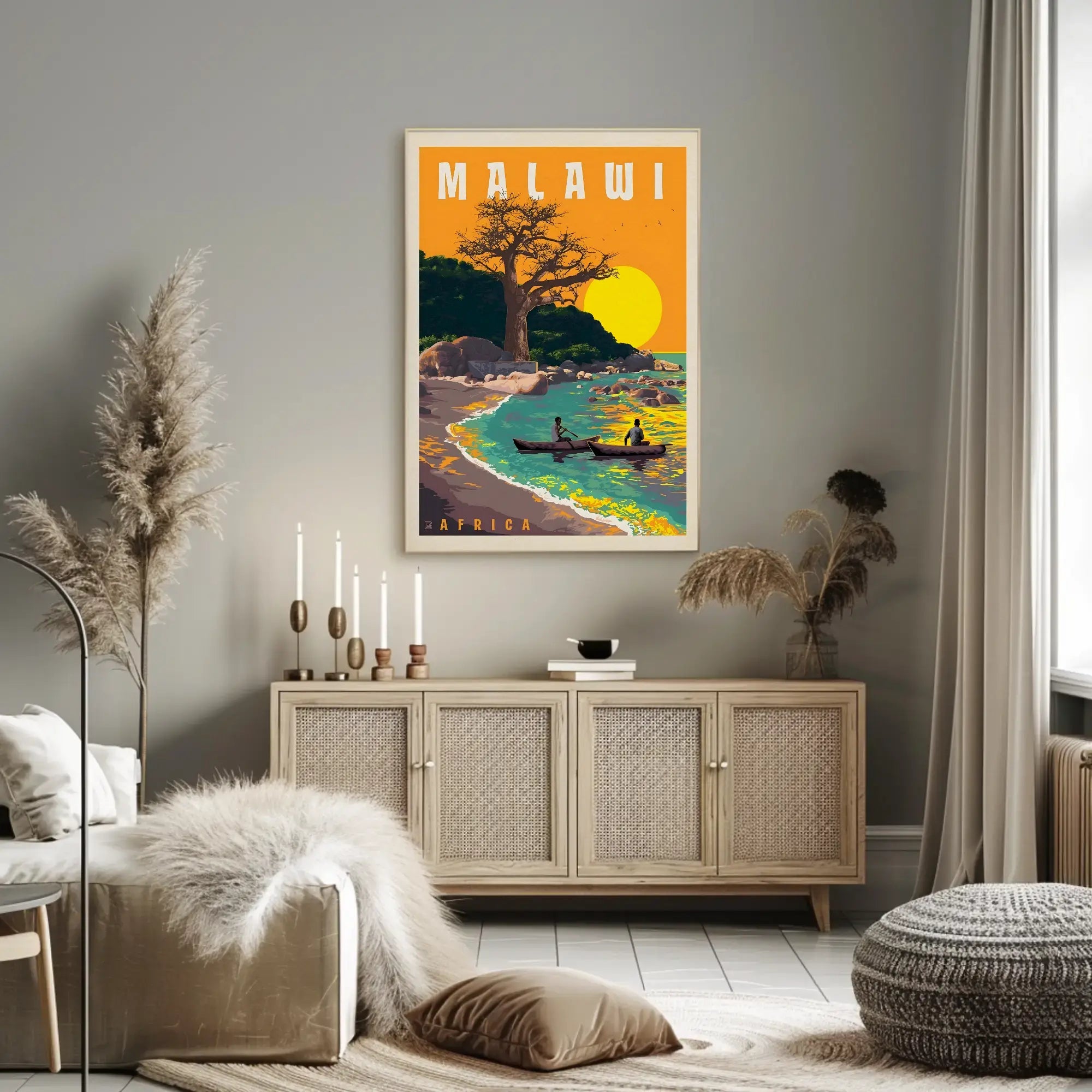Malawi Lakeside Serenity Vintage Travel Poster PosterGoat
