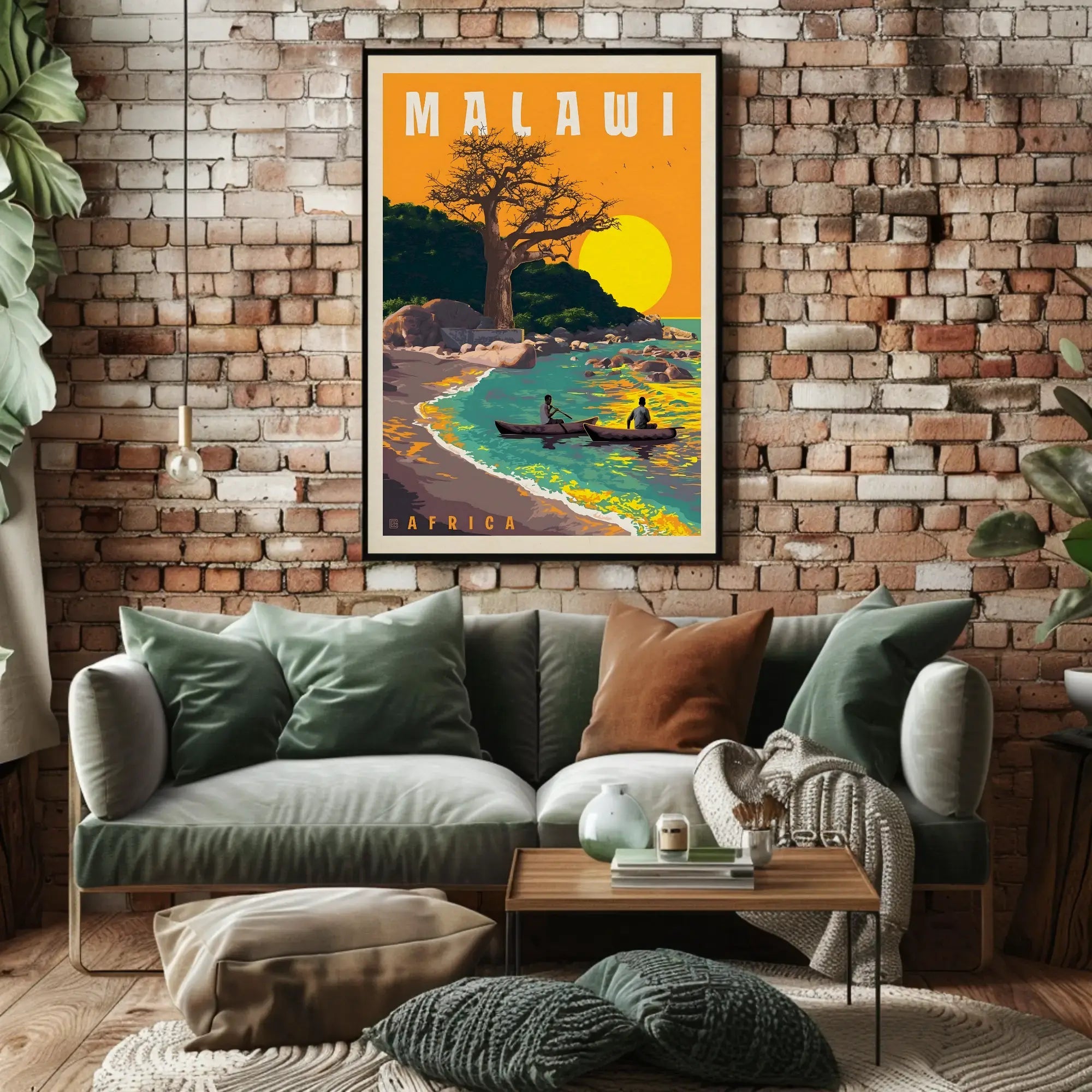 Malawi Lakeside Serenity Vintage Travel Poster PosterGoat