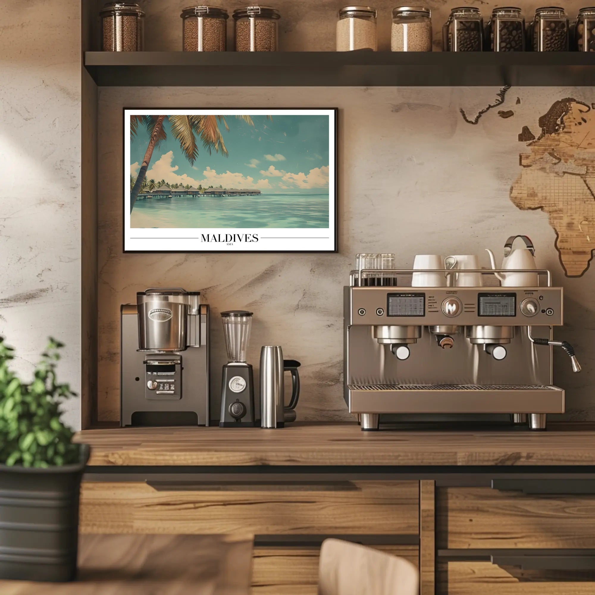 Maldives Tropical Escape Vintage Travel Poster PosterGoat