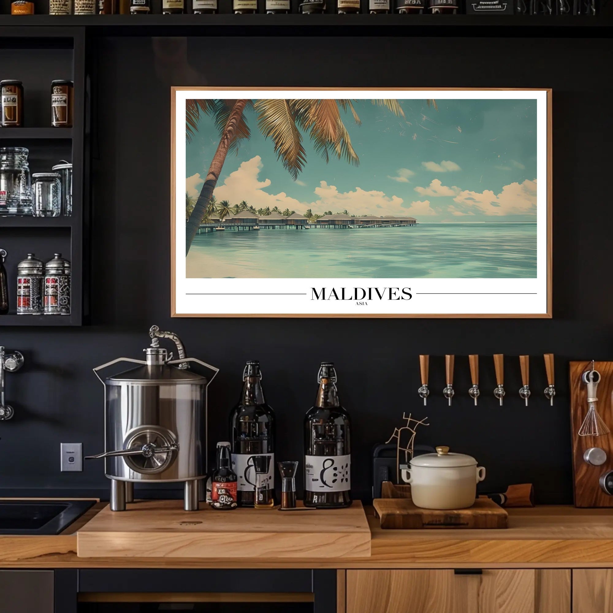 Maldives Tropical Escape Vintage Travel Poster PosterGoat